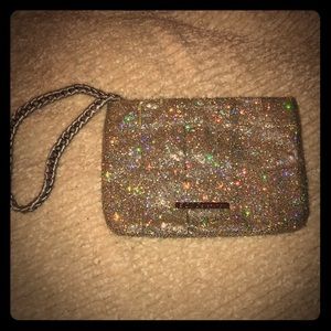 Silver sparkle clutch